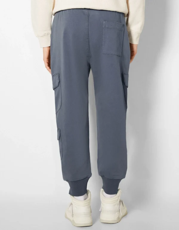 BERSHKA Pantalons*Pantalon jogger cargo slim Blanc cassé