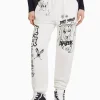 BERSHKA Pantalons*Pantalon jogger molleton imprimé Blanc