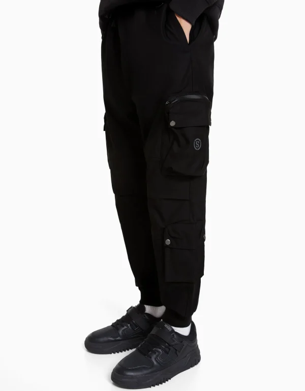 BERSHKA Vêtements*Pantalon jogger technique multifonction Noir