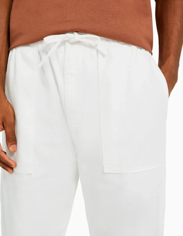 BERSHKA Pantalons*Pantalon loose rustique Blanc