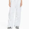 BERSHKA Vêtements*Pantalon parachute nylon Blanc