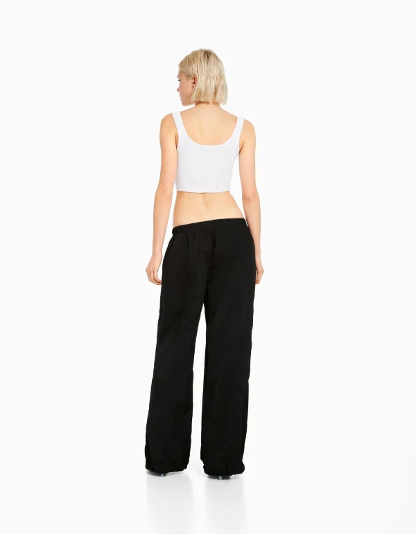 BERSHKA Vêtements*Pantalon parachute nylon Kaki