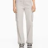 BERSHKA Vêtements*Pantalon straight cargo réglable Gris