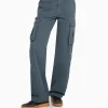 BERSHKA Vêtements*Pantalon straight cargo réglable Bleu