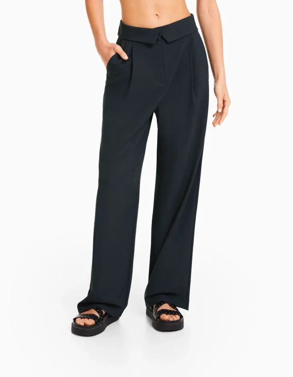 BERSHKA Vêtements*Pantalon tailoring taille plis Sable