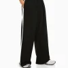 BERSHKA Pantalons*Pantalon tailoring wide leg bande latérale Noir