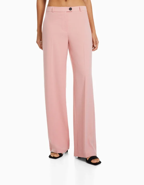 BERSHKA Pantalons*Pantalon tailoring wide leg passants Marine