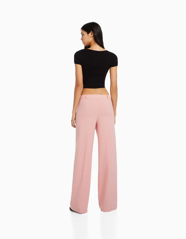 BERSHKA Pantalons*Pantalon tailoring wide leg passants Marine