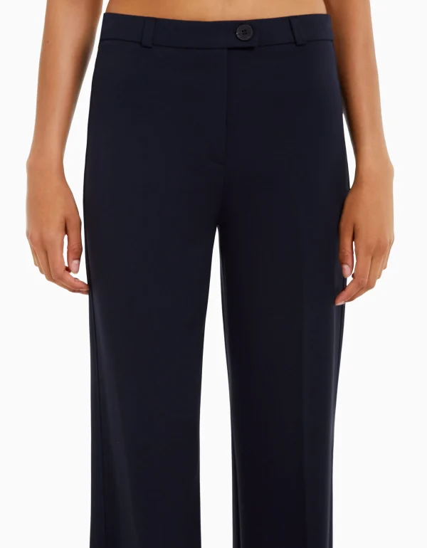 BERSHKA Basiques*Pantalon tailoring wide leg passants Marine