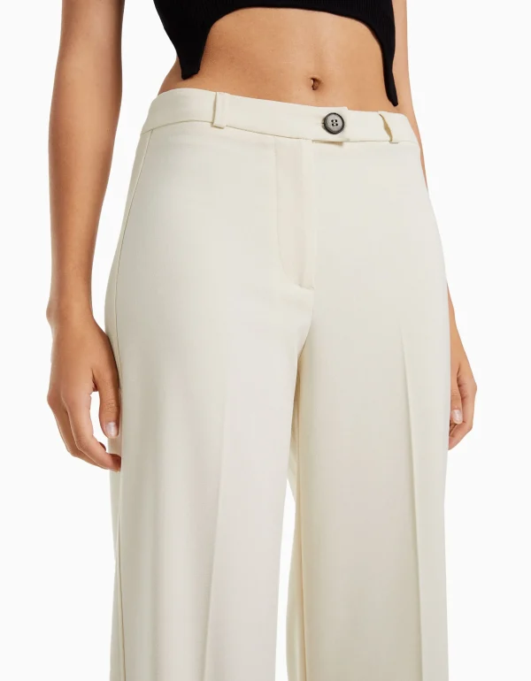 BERSHKA Pantalons*Pantalon tailoring wide leg passants Marine