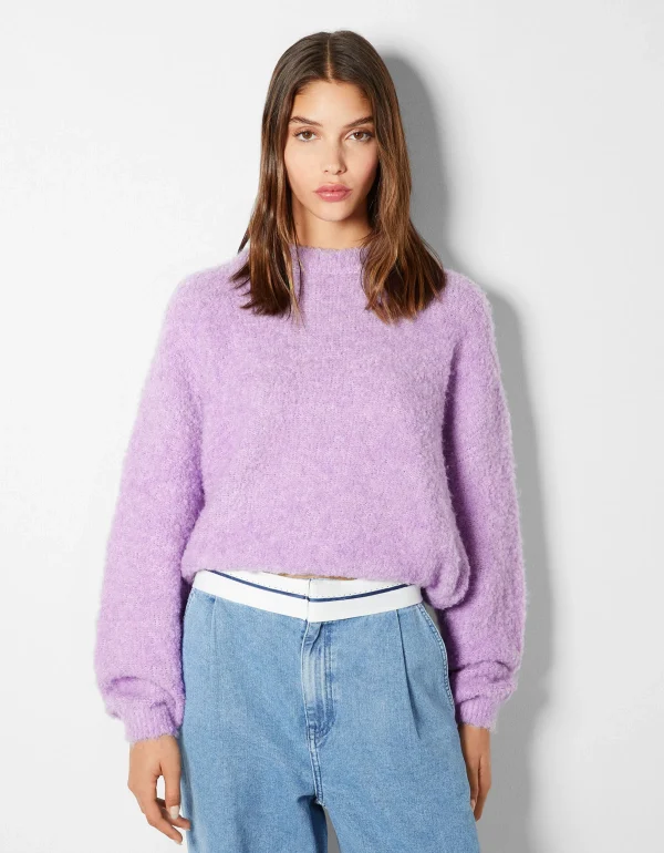 BERSHKA Pulls*Pull à col rond Violet