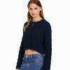 BERSHKA Maille*Pull à col rond à torsades Bleu