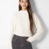 BERSHKA Maille*Pull col montant chenille Violet