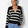 BERSHKA Maille*Pull col polo Noir