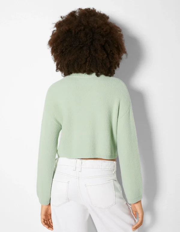 BERSHKA Maille*Pull col rond Vert