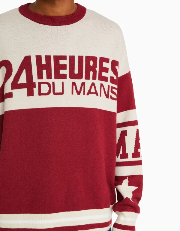 BERSHKA Vêtements*Pull jacquard 24h LE MANS Rouge