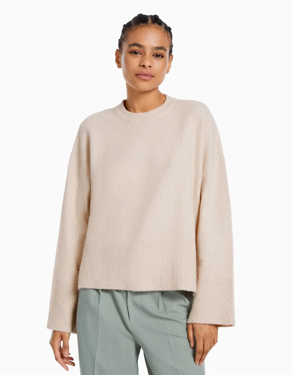 BERSHKA Maille*Pull oversize Rose