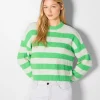 BERSHKA Maille*Pull rayé à col rond Vert