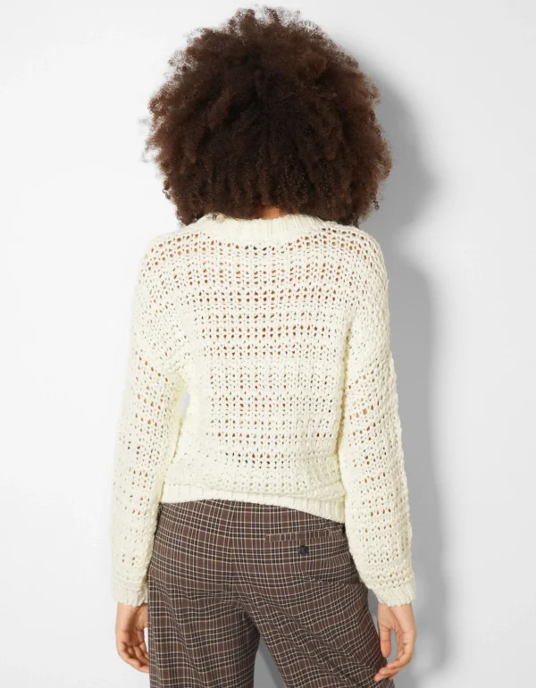 BERSHKA Maille*Pull rustique Écru