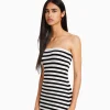 BERSHKA Vêtements*Robe midi bandeau rayures Blanc