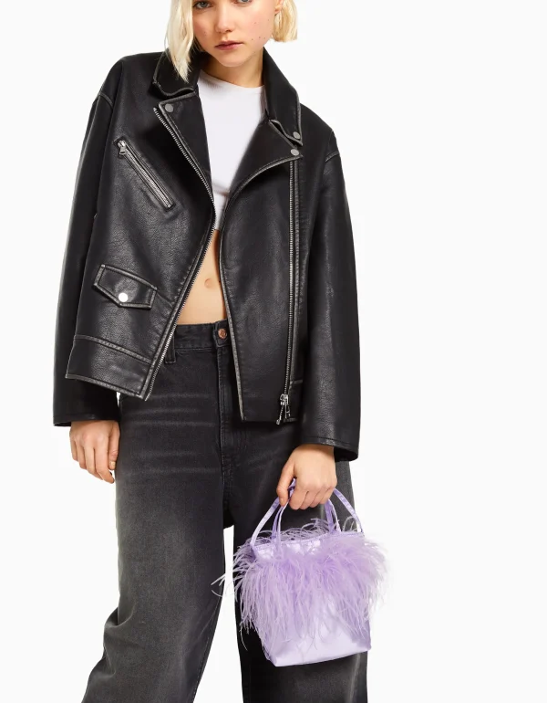 BERSHKA Tout voir*Sac anse plumes Violet