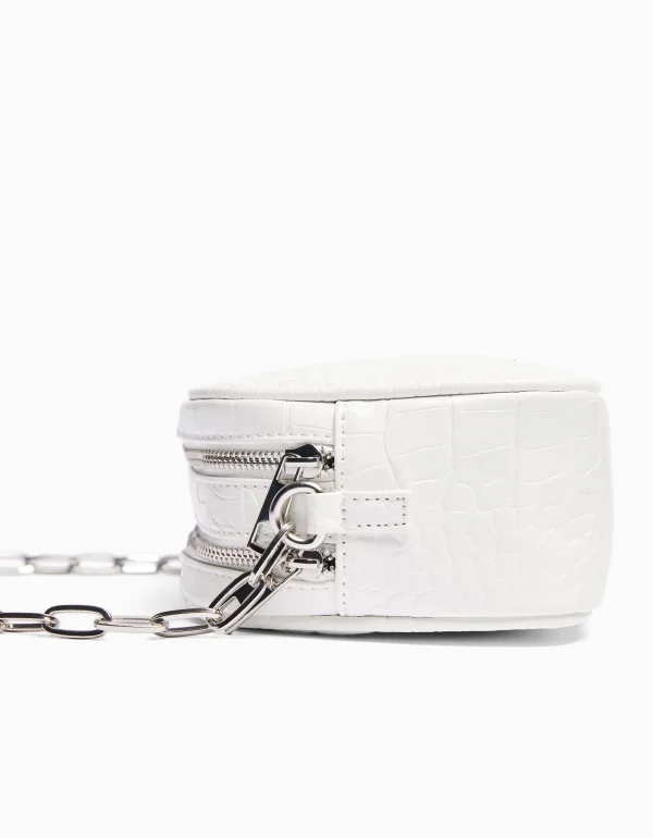 BERSHKA Tout voir*Sac anse texturé double fermeture Éclair Blanc