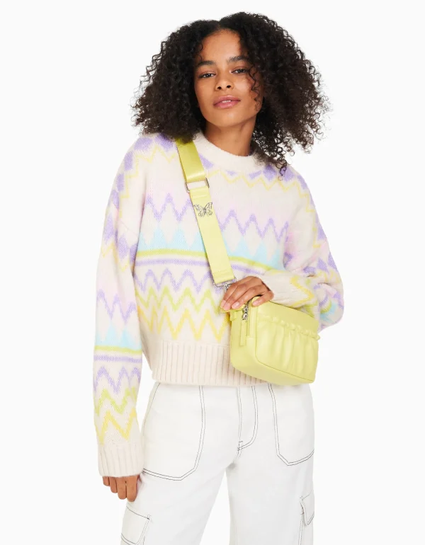 BERSHKA Similicuir*Sac bandoulière similicuir papillon Lime