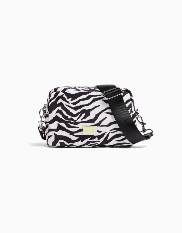 BERSHKA Tout voir*Sac besace imprimé zèbre Noir