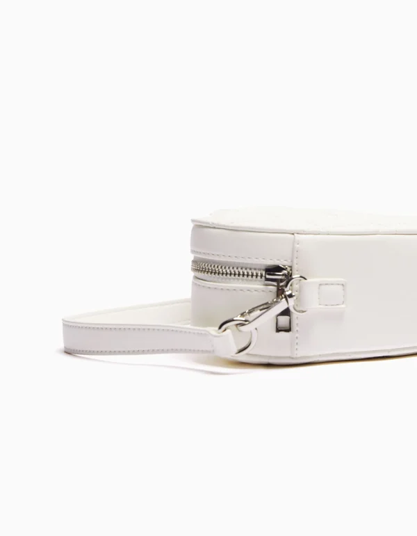 BERSHKA Best sellers*Sac matelassé cœur anse réglable Blanc