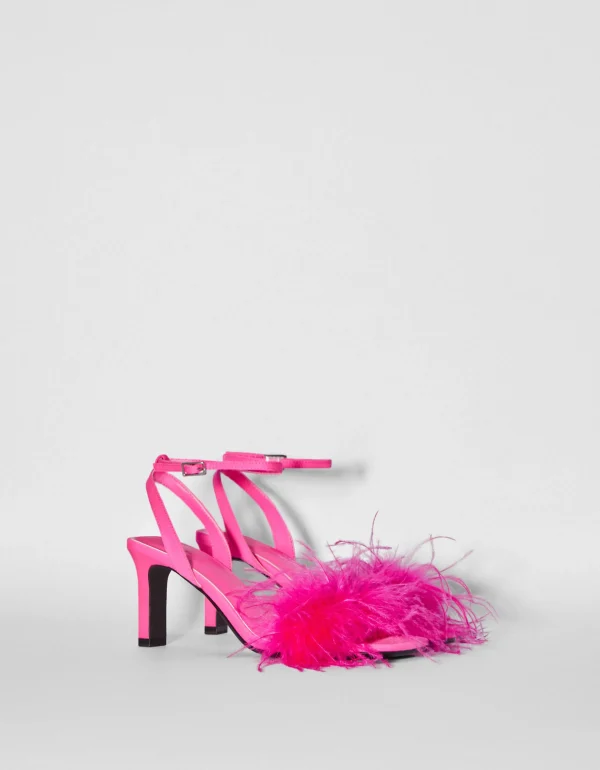 BERSHKA Party*Sandales talon plumes Fuchsia