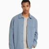 BERSHKA Blousons et manteaux*Surchemise imitation daim Bleu