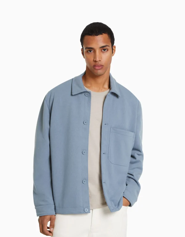 BERSHKA Blousons et manteaux*Surchemise imitation daim Bleu