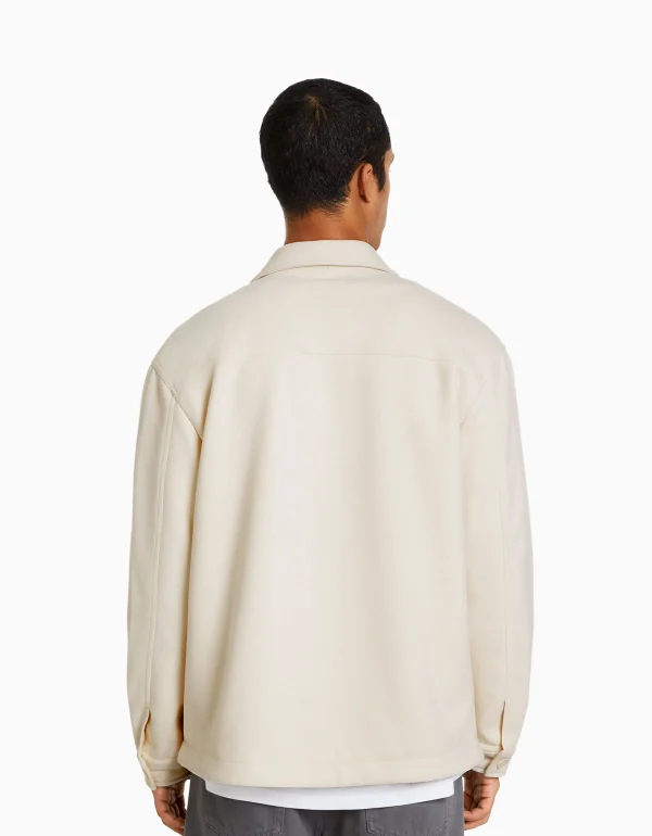 BERSHKA Vêtements*Surchemise imitation daim Blanc