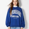 BERSHKA BSK Teen*Sweat ample imprimé Écru