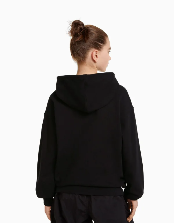 BERSHKA Personnalisables*Sweat capuche Noir