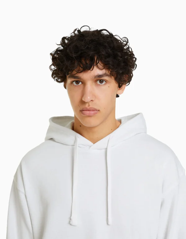 BERSHKA TEST*Sweat capuche Blanc