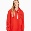 BERSHKA Cartoons*Sweat capuche brodé Snoopy Rouge