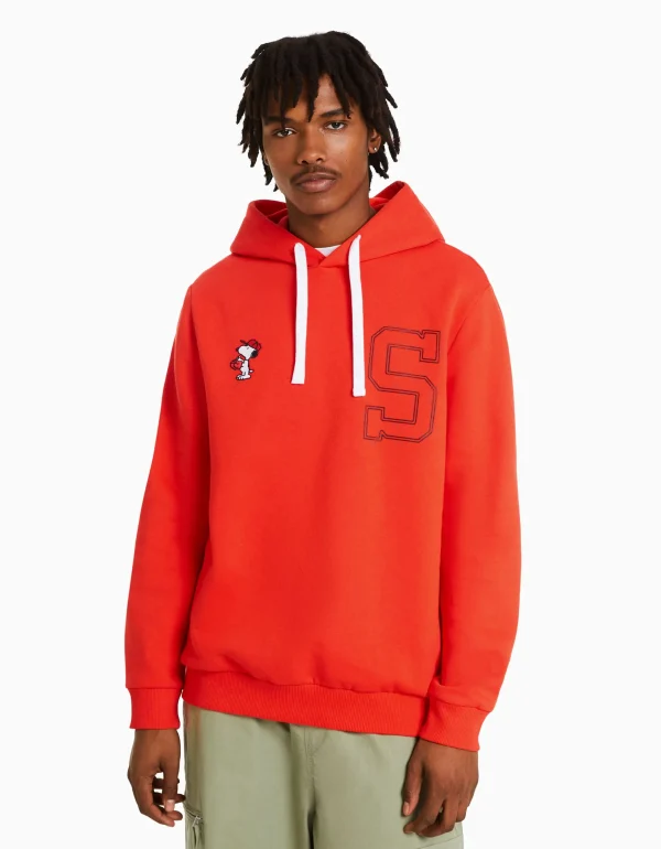 BERSHKA Vêtements*Sweat capuche brodé Snoopy Rouge