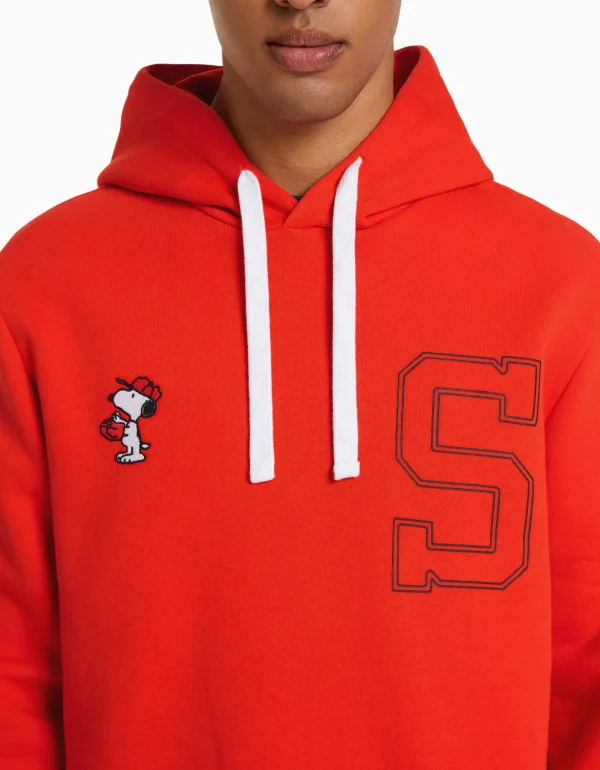 BERSHKA Vêtements*Sweat capuche brodé Snoopy Rouge