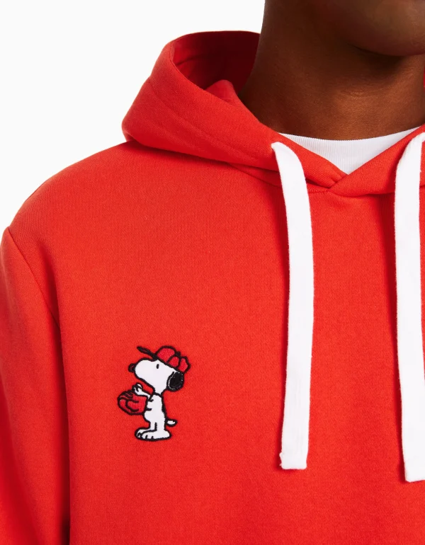 BERSHKA Vêtements*Sweat capuche brodé Snoopy Rouge