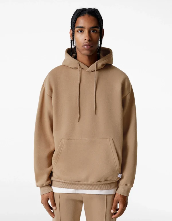 BERSHKA Personnalisables*Sweat capuche oversize Camel