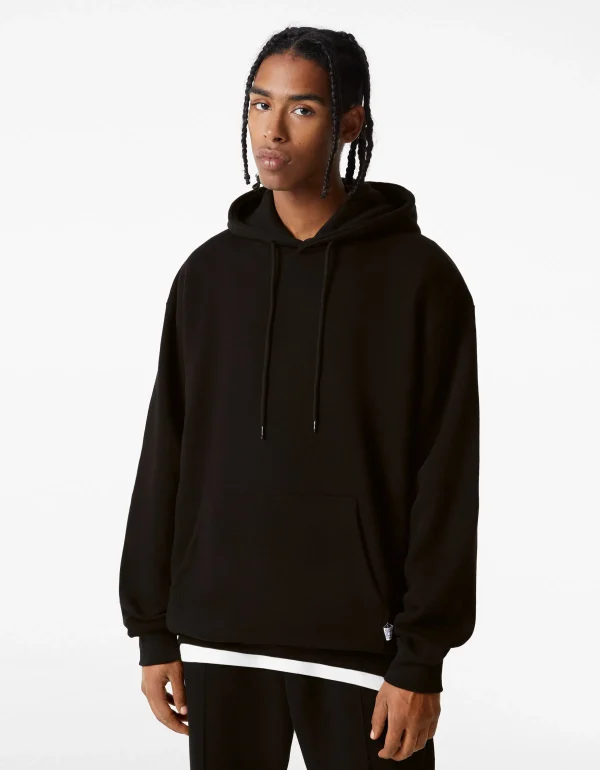 BERSHKA Vêtements*Sweat capuche oversize Noir