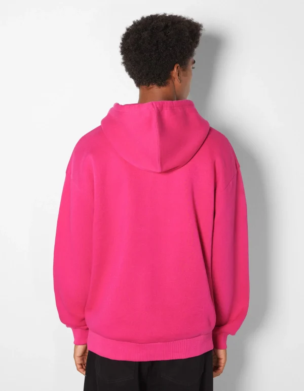 BERSHKA Personnalisables*Sweat capuche oversize Fuchsia