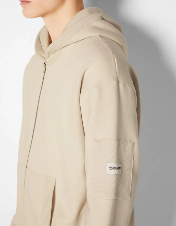 BERSHKA Vêtements*Sweat capuche zippé Pierre