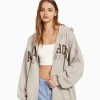 BERSHKA Survêtement*Sweat capuche zippé imprimé varsity Marine