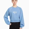 BERSHKA Sweats*Sweat col rond imprimé contraste Bleu