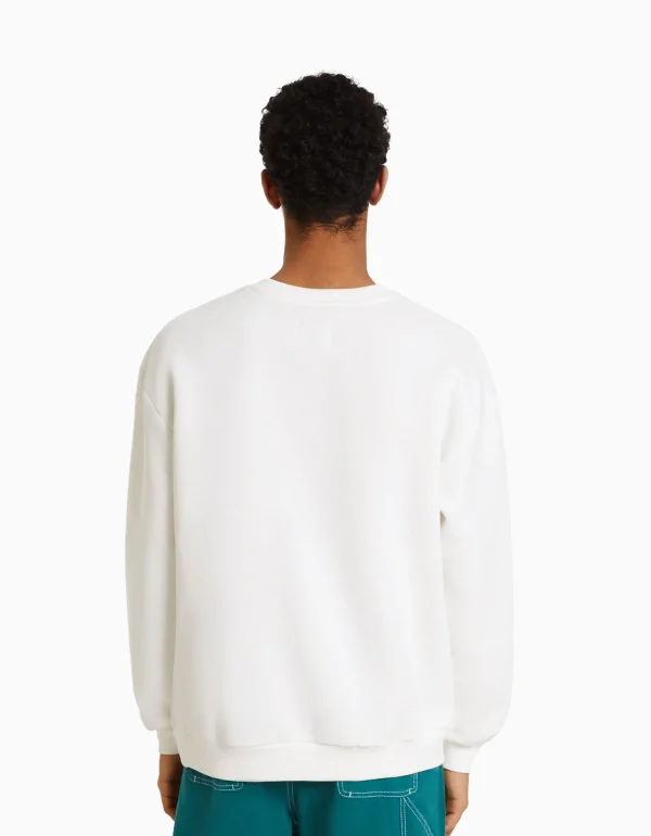 BERSHKA Sweats*Sweat imprimé Blanc