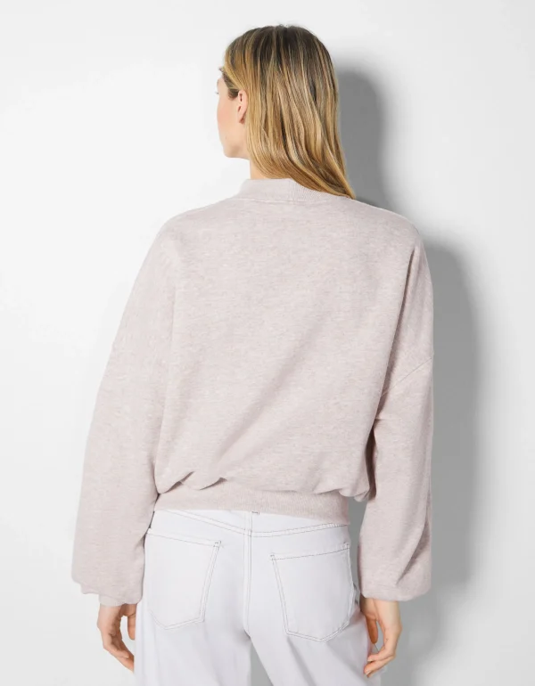 BERSHKA BSK Teen*Sweat imprimé broderie Sable