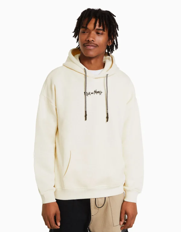 BERSHKA Vêtements*Sweat imprimé Rick et Morty Écru