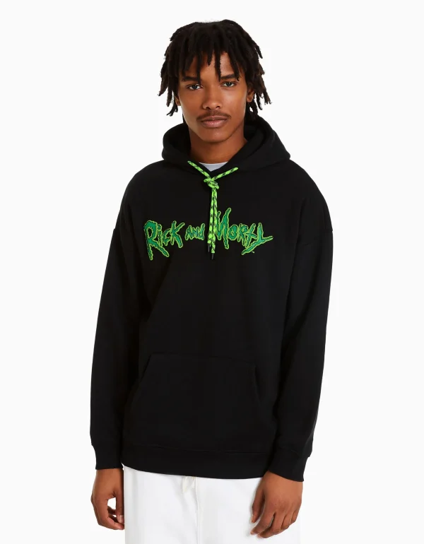 BERSHKA Vêtements*Sweat imprimé Rick et Morty Écru